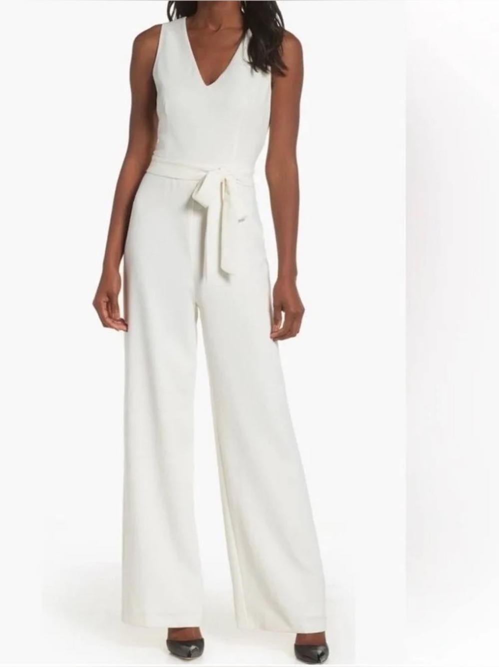 Vince Camuto Women's Sleeveless Ivory Jumpsuit with Belt 14